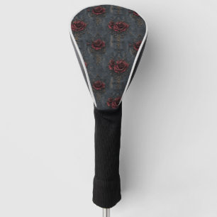 Elegant Vintage Gothic Pattern with Red Roses  Golf Head Cover