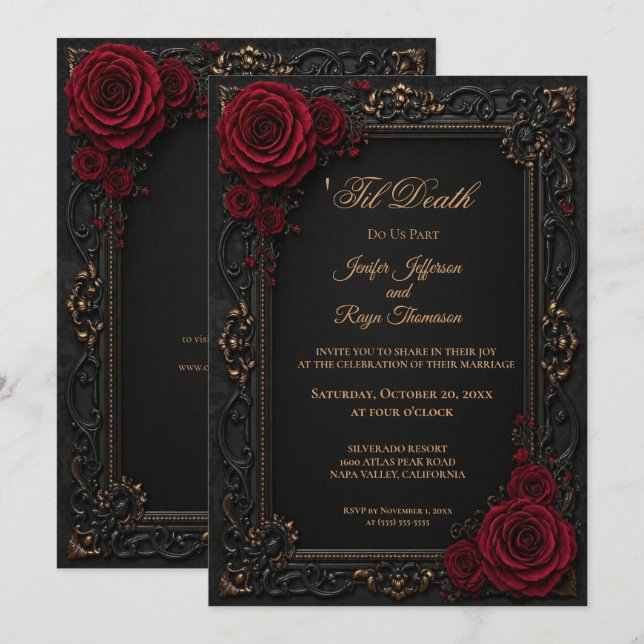 Elegant vintage Gothic wedding invitation (Front/Back)