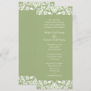 Elegant Vintage Green Damask Wedding Invitations