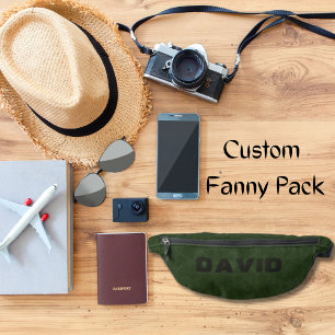 Elegant Vintage Green Faux Leather Personalised Bum Bags