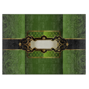 Elegant Vintage Green Floral Monogram Cutting Board