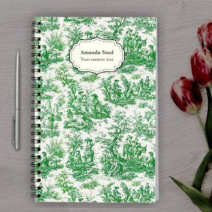 Elegant Vintage Green French Toile de Jouy Notebook