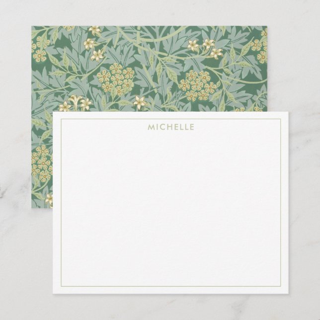Elegant Vintage Green Jasmine Floral Botanical Card (Front/Back)