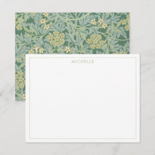 Elegant Vintage Green Jasmine Floral Botanical Card
