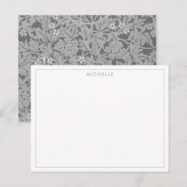 Elegant Vintage Grey Jasmine Floral Botanical Card (Front/Back)