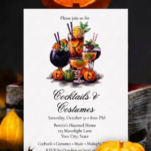 Elegant Vintage Halloween Cocktail Card Invitation