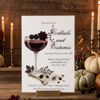 Elegant Vintage Halloween Cocktail Card Invitation