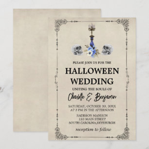 Elegant Vintage Halloween Wedding Invitation