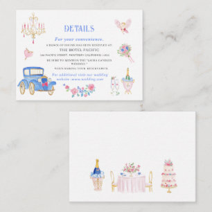 Elegant Vintage hand drawn Watercolor Details Wedd Enclosure Card