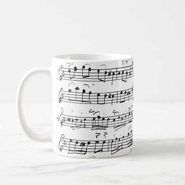 Elegant Vintage Handwritten Sheet Music Notes  Coffee Mug (Left)