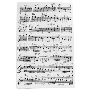 Elegant Vintage Handwritten Sheet Music Notes Medium Gift Bag