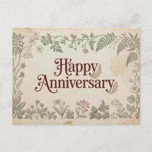 Elegant Vintage "Happy Anniversery" Design Postcard