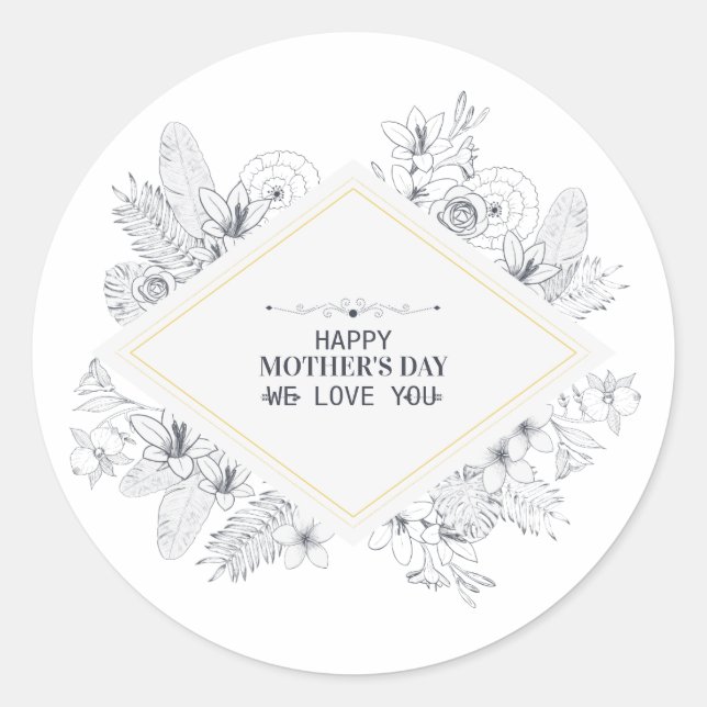 Elegant Vintage Happy Mother's Day | Sticker (Front)