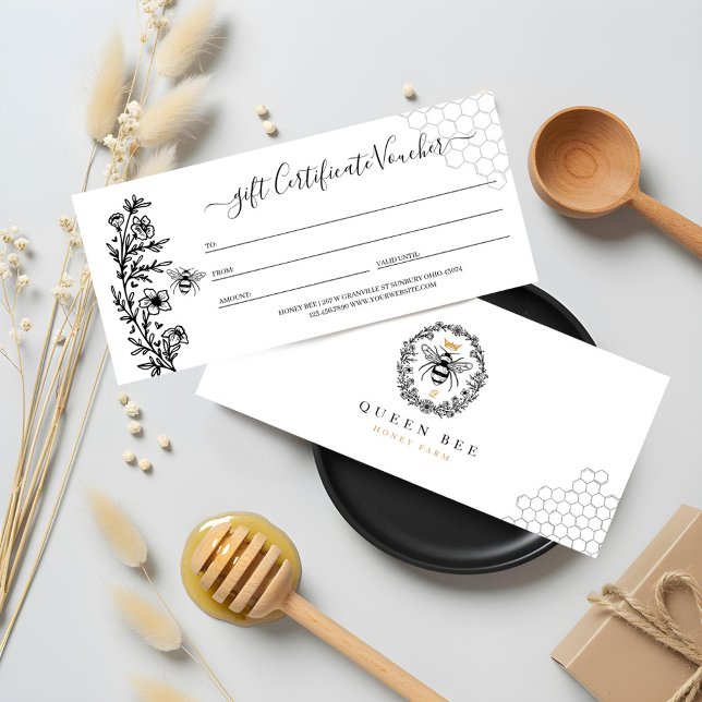Elegant Vintage Honey Bee Queen Gift Certificate (Elegant Vintage Honey Bee Queen Gift Certificate)