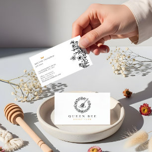 Elegant Vintage Honey Dipper Floral Wreath Farm Business Card