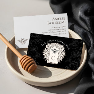 Elegant Vintage Honey Queen Bee Monogram Crest Business Card