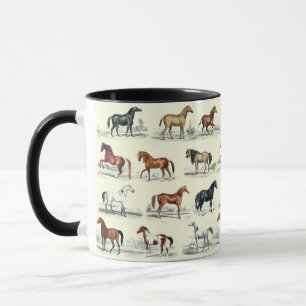 Elegant Vintage Horse Breeds Pattern Mug