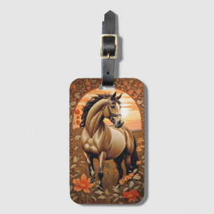 Elegant Vintage Horse By Sunset Luggage Tag