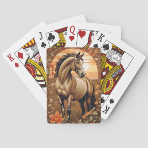 Elegant Vintage Horse By Sunset Playing Cards