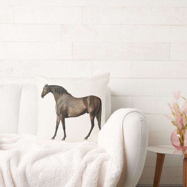 Elegant Vintage Horse Illustration Equestrian Cushion (Couch)