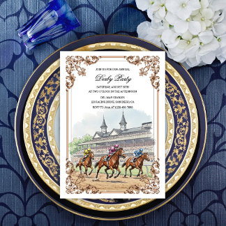 Elegant Vintage Horse Racing Derby Party Invitation