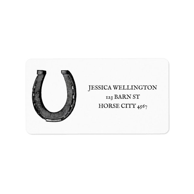 Elegant Vintage Horse Shoe Equestrian  Label (Front)