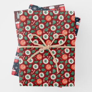Elegant Vintage Hot Cocoa & Candy Sweets Pattern Wrapping Paper Sheet