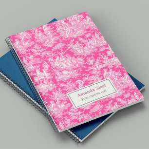 Elegant vintage hot pink toile de jouy small notebook
