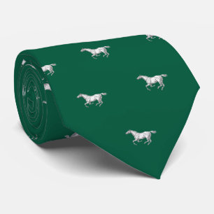 Elegant Vintage Hunter Green Galloping Horses Tie