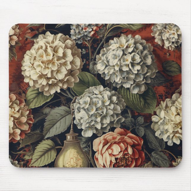 Elegant vintage Hydrangea Floral Pattern  Mouse Mat (Front)