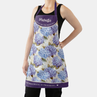 Elegant vintage hydrangea pattern apron