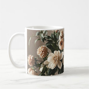Elegant vintage-inspired floral soft delicate coffee mug