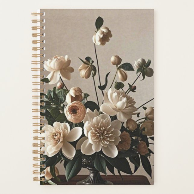 Elegant vintage-inspired floral soft delicate  planner (Front)