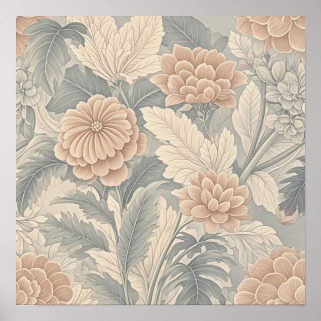 Elegant vintage-inspired floral soft delicate  poster (Front)