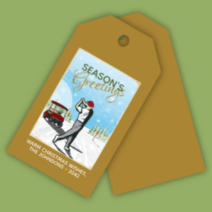 Elegant Vintage Inspired Golf Christmas Gift Tags