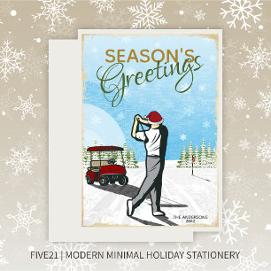 Elegant Vintage Inspired Golf Christmas Holiday Card