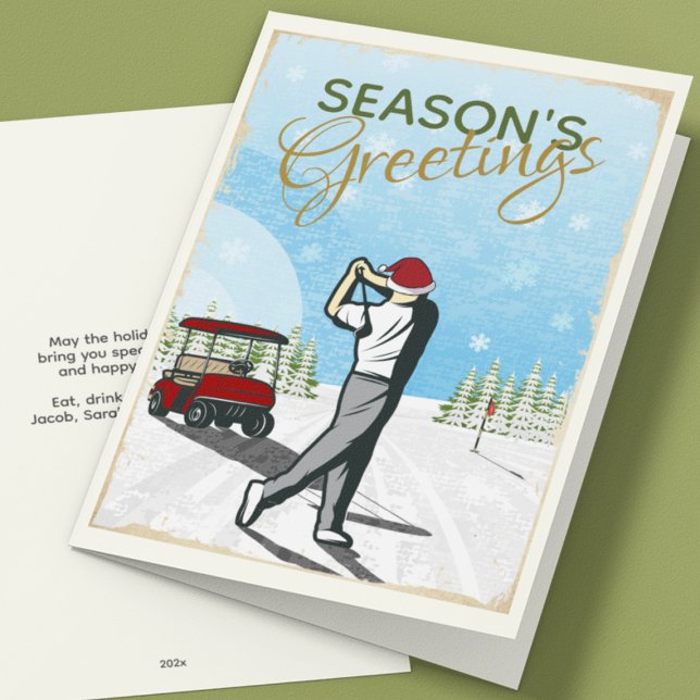 Elegant Vintage Inspired Golf Christmas Holiday Card (Creator Uploaded)