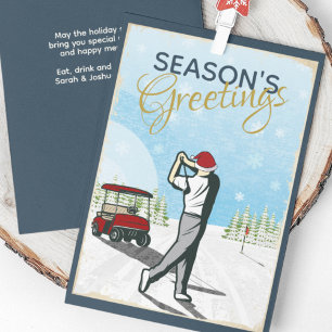 Elegant Vintage Inspired Golf Christmas Holiday Card