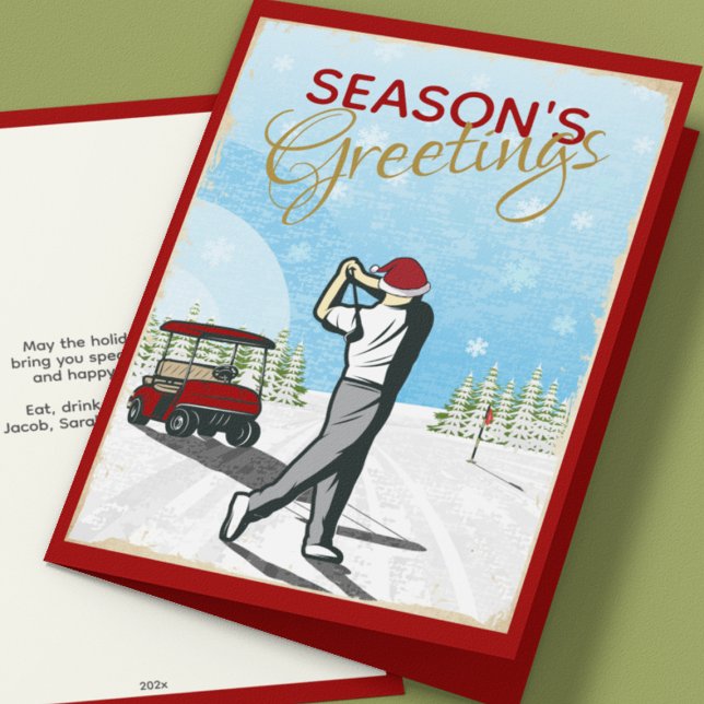 Elegant Vintage Inspired Golf Christmas Holiday Card (Creator Uploaded)