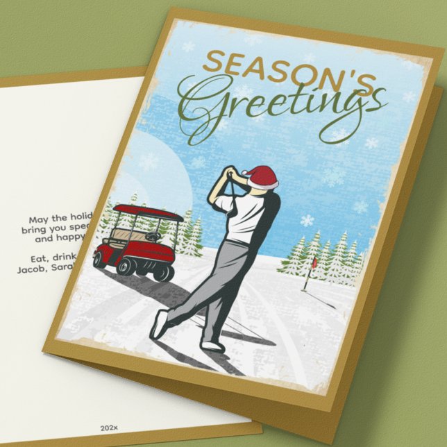 Elegant Vintage Inspired Golf Christmas Holiday Card (Creator Uploaded)