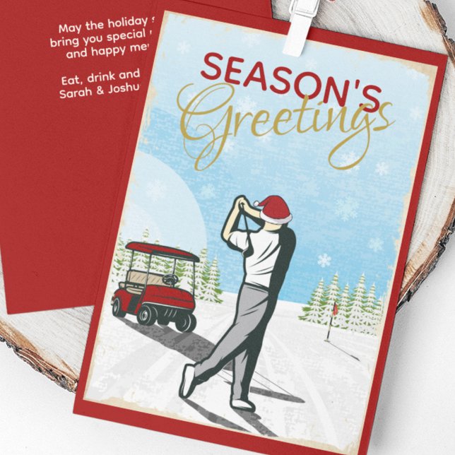 Elegant Vintage Inspired Golf Christmas Holiday Card (Creator Uploaded)