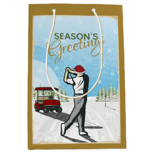 Elegant Vintage Inspired Golf Christmas Medium Gift Bag