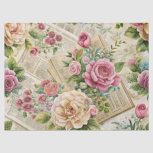 Elegant Vintage Inspired Pink Floral Tissue Paper