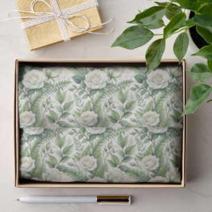 Elegant Vintage Inspired White Wedding Roses Tissue Paper