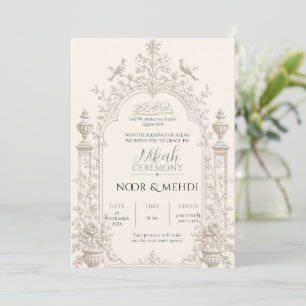 Elegant Vintage Islamic Nikkah Wedding Invitation