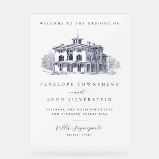 Elegant Vintage Italian Villa Welcome Wedding Acrylic Sign