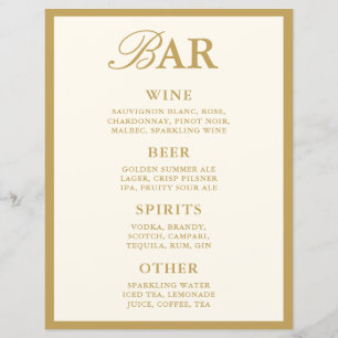 Elegant Vintage Ivory Bar Menu Wedding Tabletop
