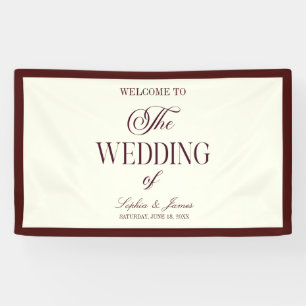Elegant Vintage Ivory Dark Burgundy Wedding Banner