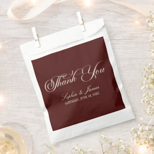 Elegant Vintage Ivory Dark Burgundy Wedding Favour Bags
