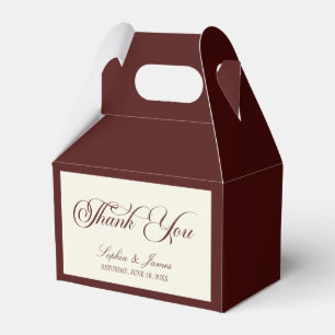 Elegant Vintage Ivory Dark Burgundy Wedding Favour Box